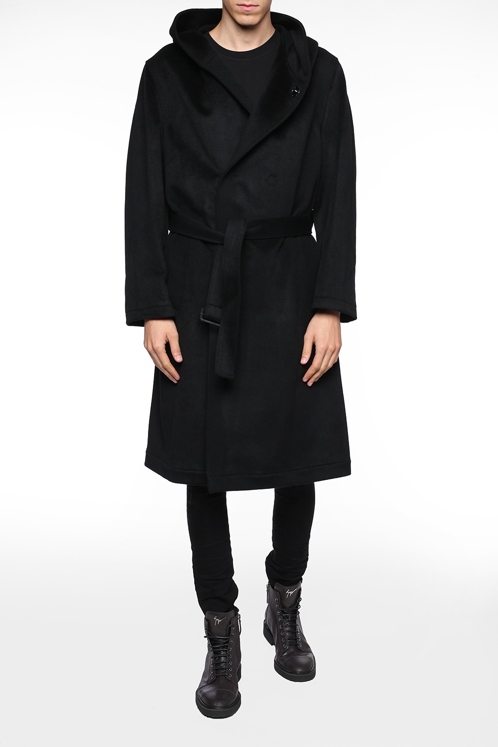 Black Double-breasted hooded coat Yohji Yamamoto - Vitkac Canada